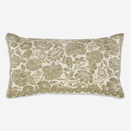 Sage & Cream Floral Cushion 61x35cm | TK Maxx
