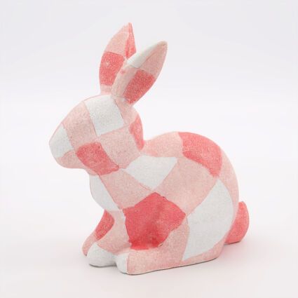 Pink Check Easter Bunny Decoration 20x10cm | TK Maxx