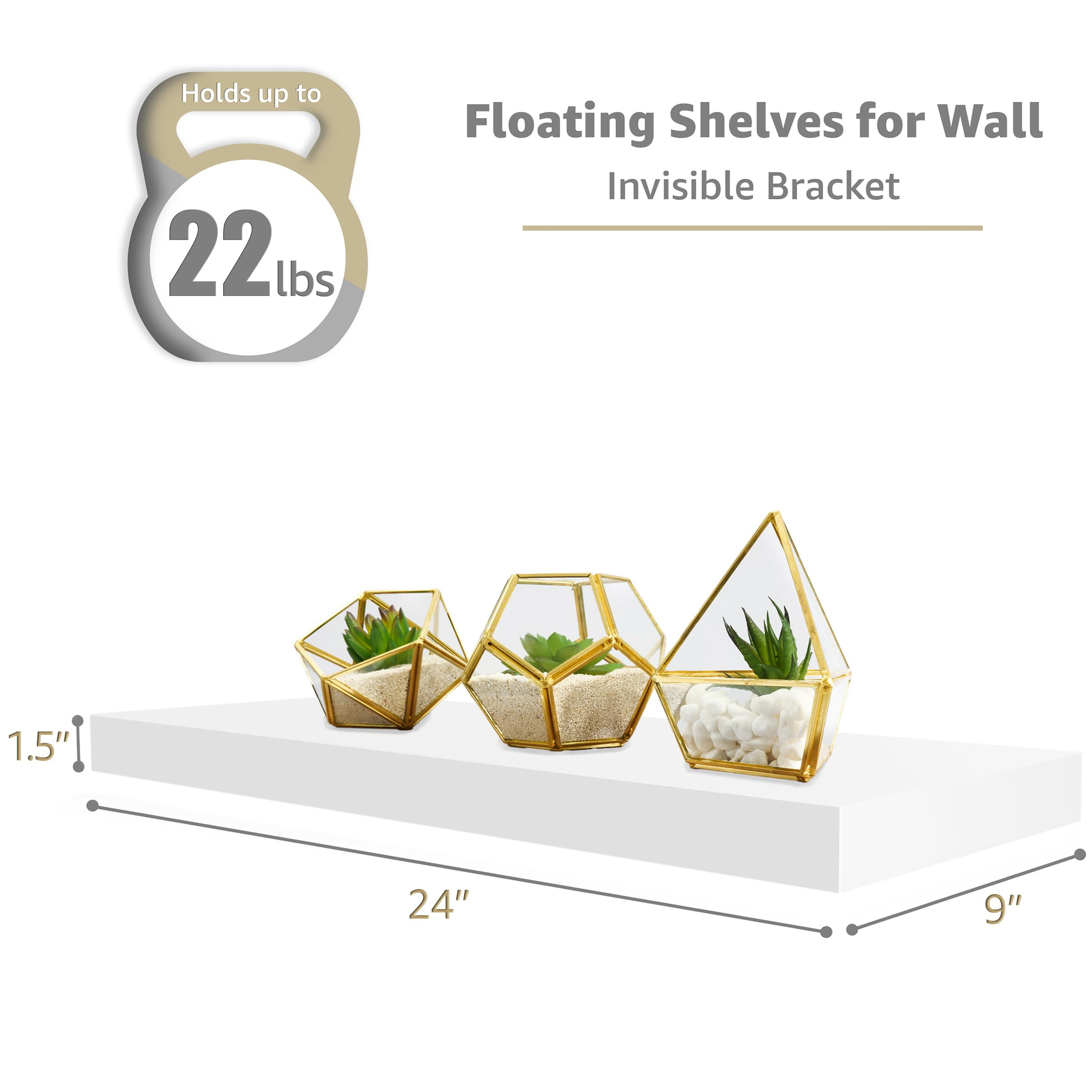 Sorbus Floating Shelves, Wall Shelves for Bedroom, Kitchen, Living Room, Bathroom Shelves Over Th... | Amazon (US)
