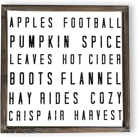 Fall Words Wood Sign Fall Home Decor Rustic Farmhouse Wooden Wall Art Autumn Cottage Country Deco... | Amazon (US)