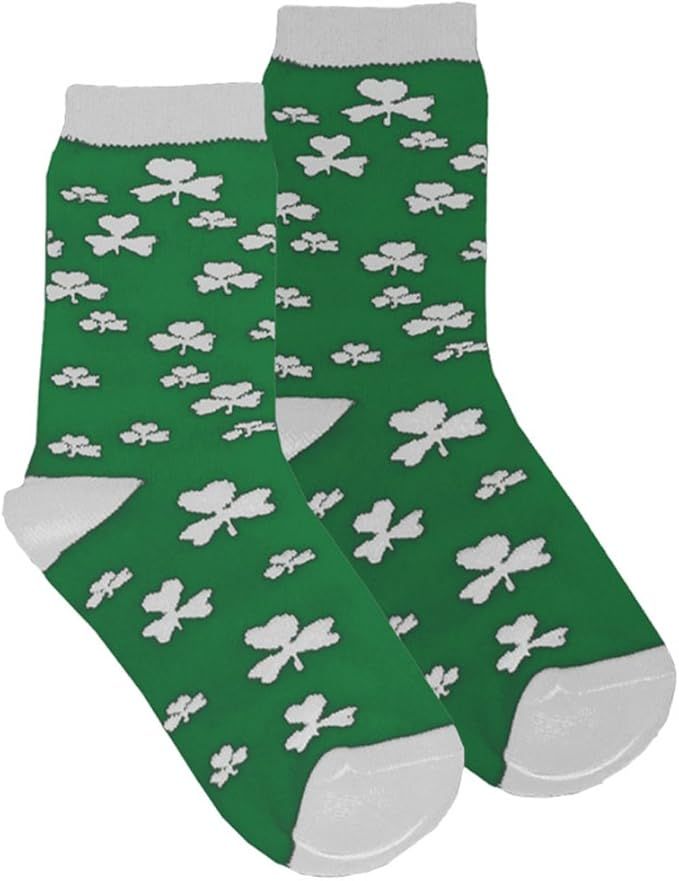 Traditional Craft St. Patrick's Day Kids Socks With White Shamrock Print, Green Colour | Amazon (US)