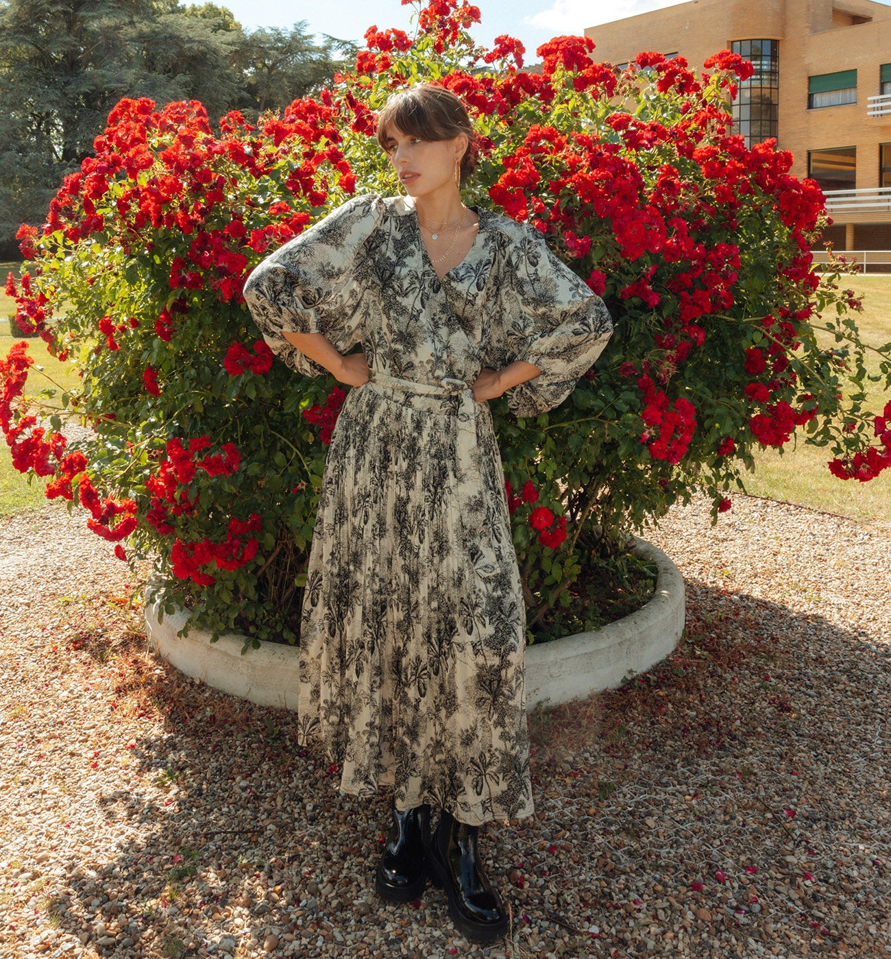 Robe inspiration toile de Jouy - Imprimé noir | Promod (FR)