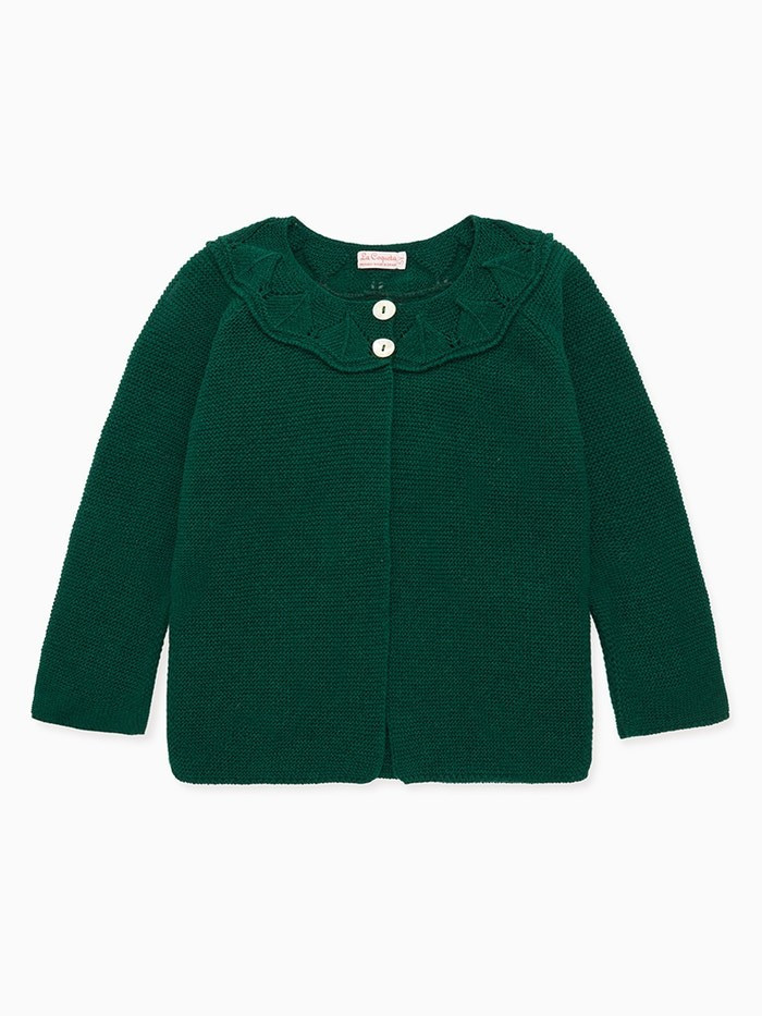 Green Baena Girl Cardigan | La Coqueta
