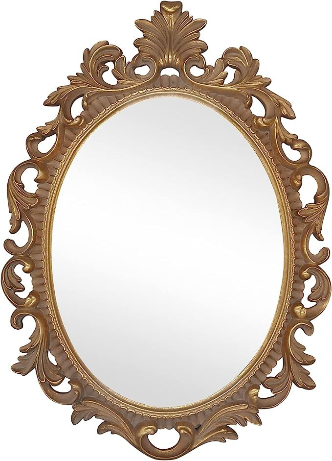 SIMON'S SHOP Oval Mirror Baroque Style Decorative Mirrors for Wall, 18.3 x 13 inches, Gold, Vinta... | Amazon (US)