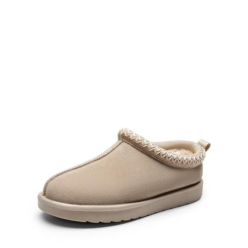 DREAM PAIRS Women's Fuzzy Cozy Slippers Genuine Suede Indoor Outdoor Fluffy Home Comfy Winter Slip On Cute Warm Memory Foam Furry Shoes FuzzyEasy,Size 7.5,Sand,SDSL2412W | Amazon (US)