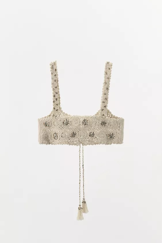 LIMITED EDITION BEADED CROCHET BRA | Zara US