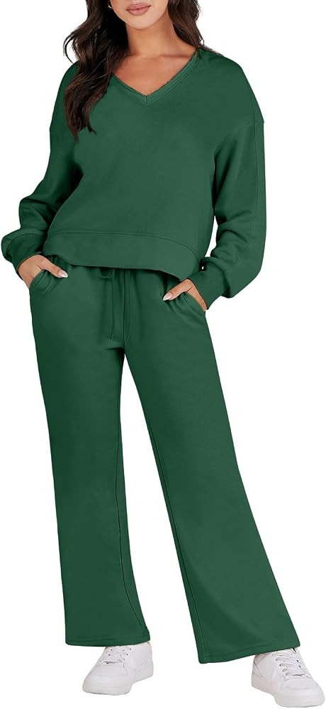 Caracilia Womens 2 Piece Outfits Long Sleeve Oversized Sweatshirt Sweatpants Tracksuit Sweat Loun... | Amazon (US)