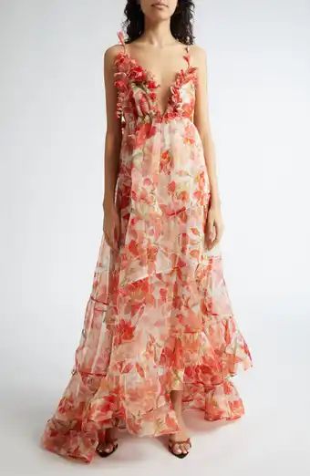 Petals Linen & Silk Corset Gown | Nordstrom