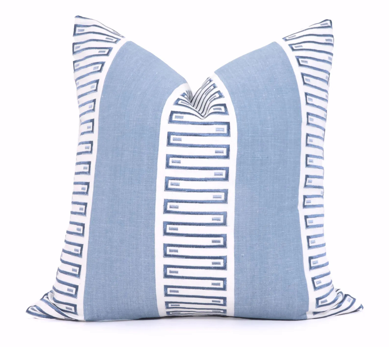 Thibaut Blue Raritan Line Embroidery Pillow Cover, Chambray Blue and White Stripe | Etsy (Global)
