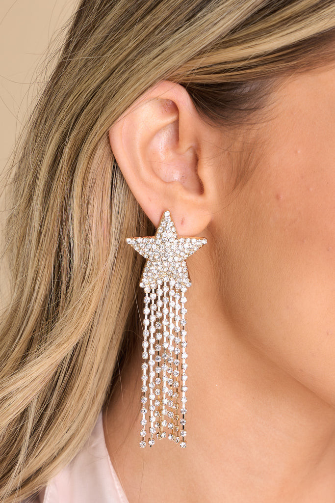 Brighter Than The Stars Gold Earrings | Red Dress 