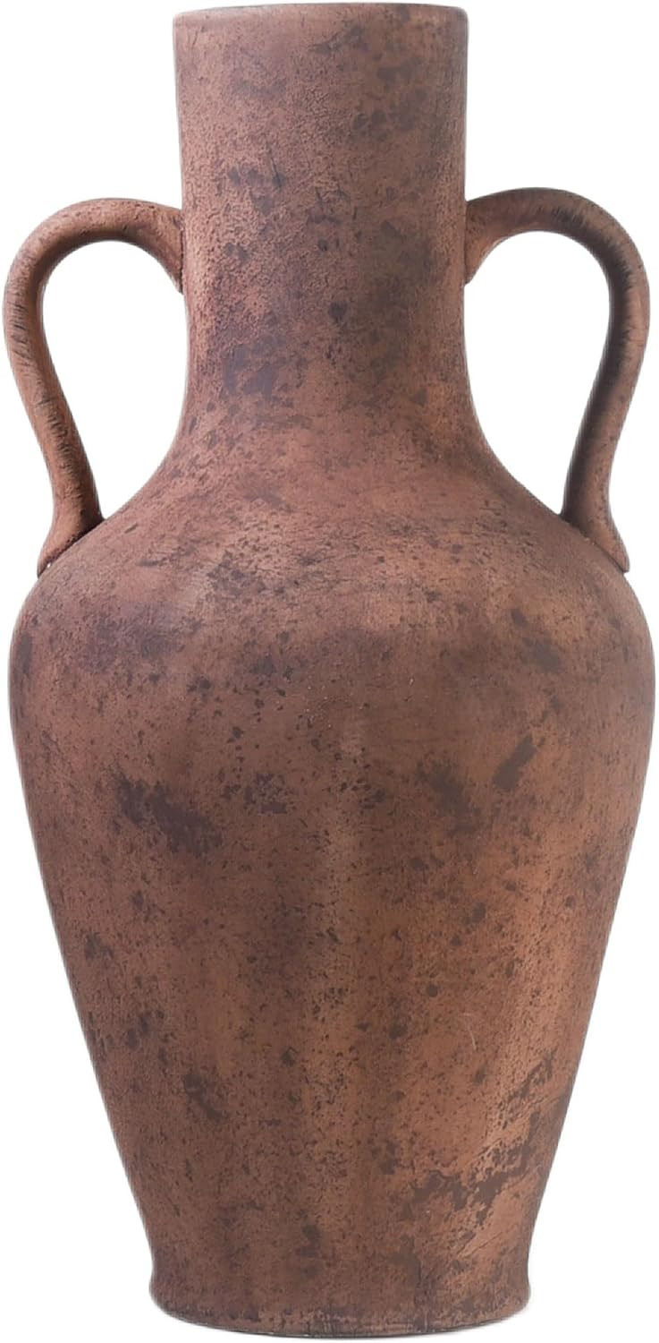 20.5in Tall Ceramic Floor Vase with Vintage Handles, Terracotta | Amazon (US)