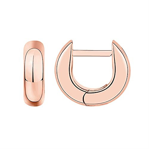 PAVOI 14K Rose Gold Plated 925 Sterling Silver Post Ultra Thick Huggie Earring | Women's Mini Hoop Earrings | Gold Plated Small Hoops | Amazon (US)