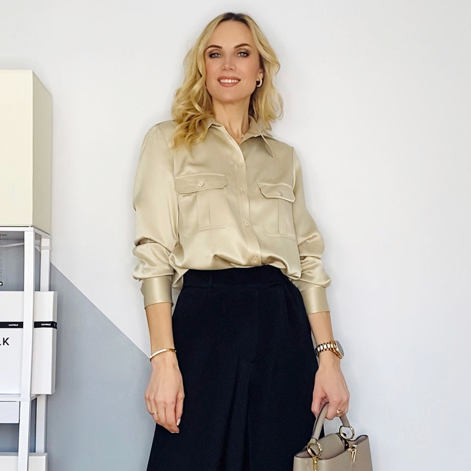 Sandwashed Silk Shirt With Epaulettes | LilySilk