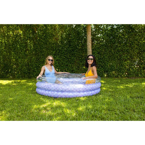Mermaid Collection Glitter Inflatable Sunning Pool 60 x 60 x 15, Purple | Maisonette