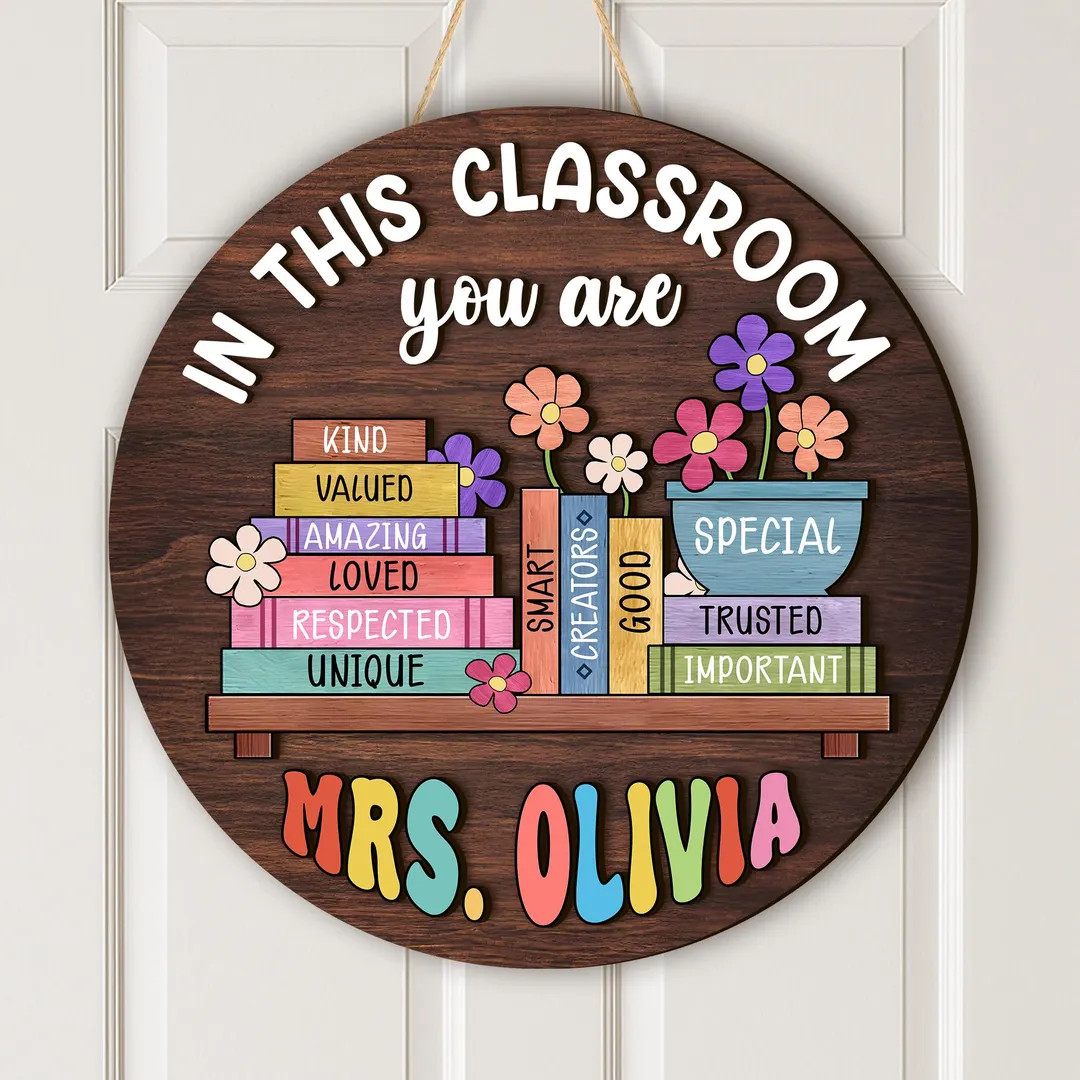 Custom Teacher Door Hanger: in This Classroom, Personalized Wood Sign - Etsy | Etsy (US)