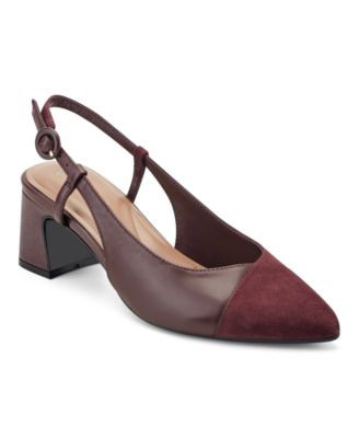 Easy Spirit Women's Nailah eFlex Block Heel Slingback Pumps - Taupe Suede/Taupe Twill Multi | Macy's