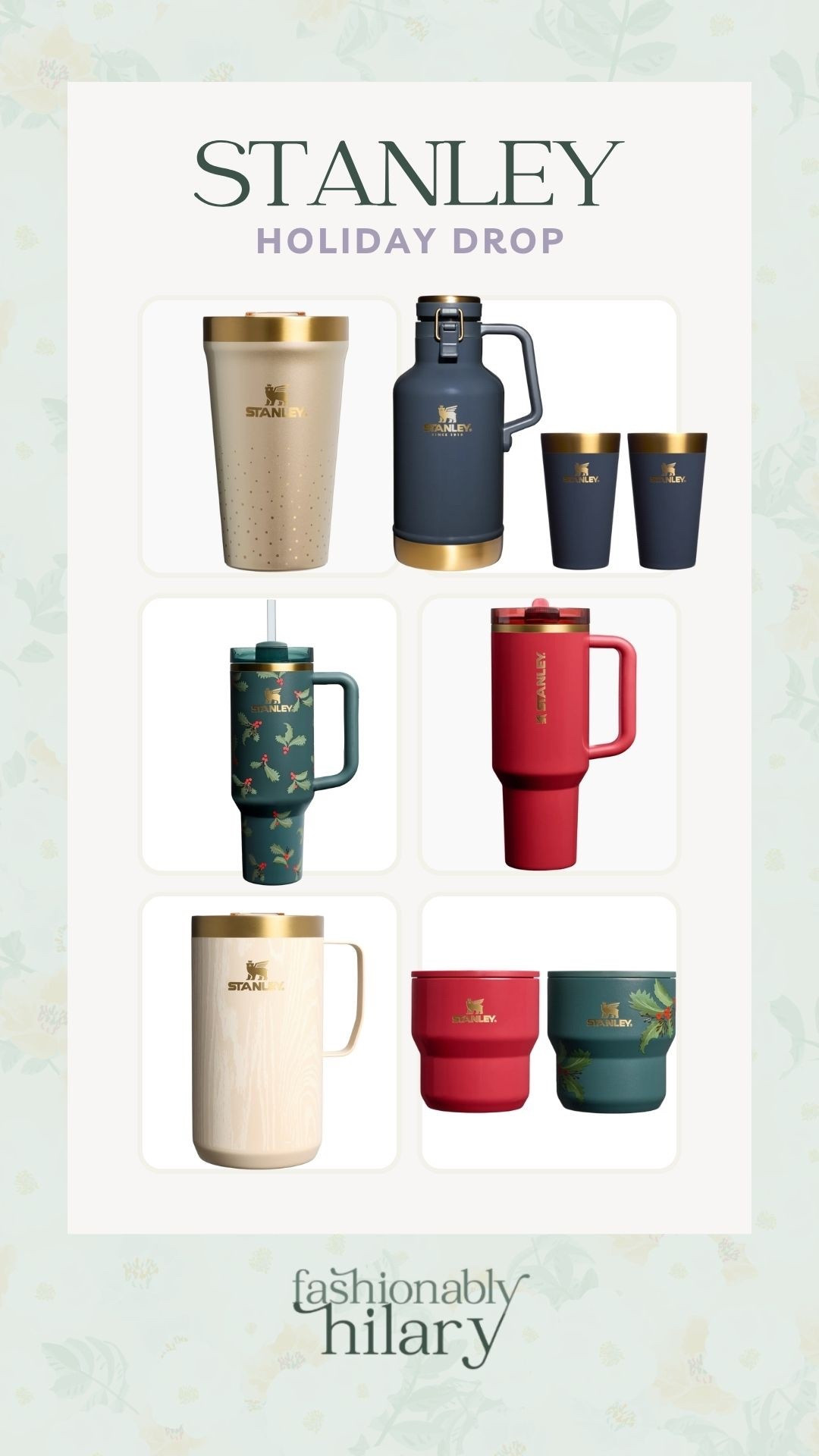Stanley’s holiday collection just dropped and believe me when I say it is good! I’m obsessed with the colors and that holiday print is so stinking cute. I’m grabbing a few for gifts because who doesn’t love a good Stanley? 
Water cup, coffee mug, stacking glasses, holiday tumbler 

#LTKHoliday #LTKParties #LTKSeasonal