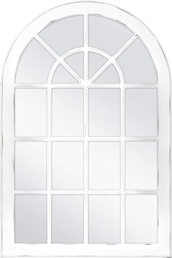 MCS Countryside Arched Windowpane Wall, White, 24x36 Inch Overall Size Mirror, | Amazon (US)