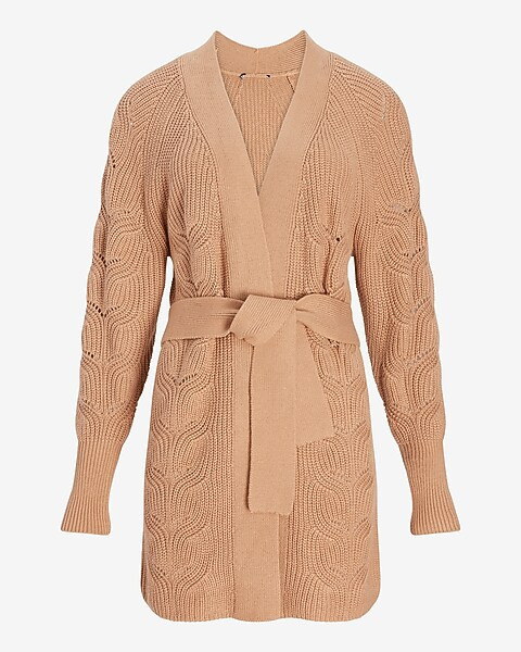 Pointelle Belted Cardigan | Express