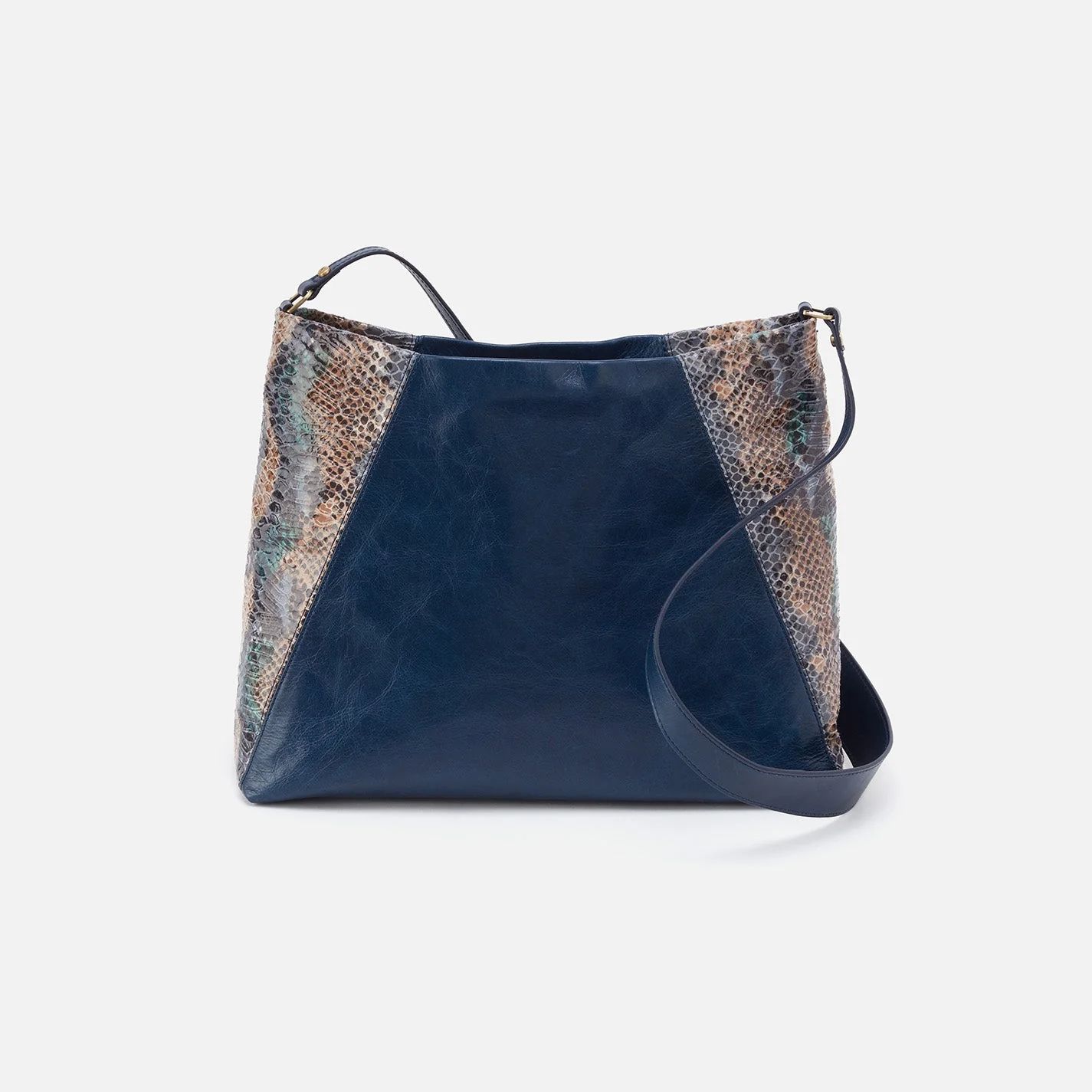 Colter Large Crossbody in Printed Leather - Blue Snake | HOBO Bags