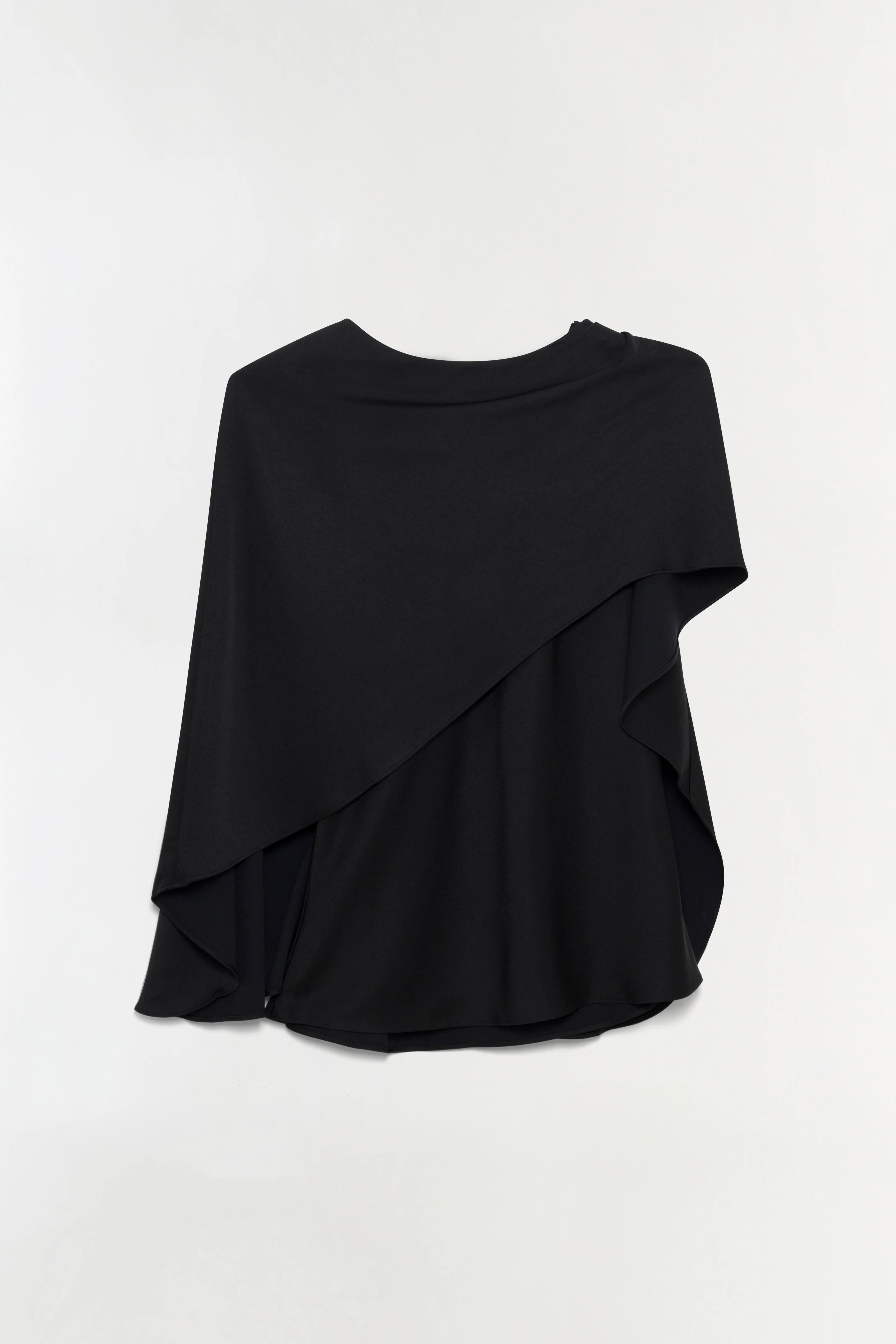 SIMKHAI Women's Eliora Draped Satin Cape Top in Black, Size Small | Simkhai