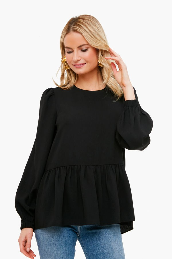 Black Carlota Peplum Blouse | Tuckernuck (US)