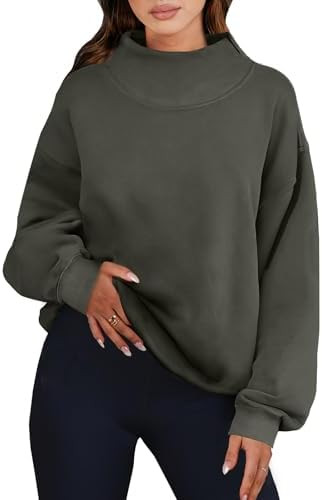 ANRABESS Womens Oversized Sweatshirts Mock Neck Pullover | Cozy Fleece Long Sleeve Tops, Casual D... | Amazon (US)