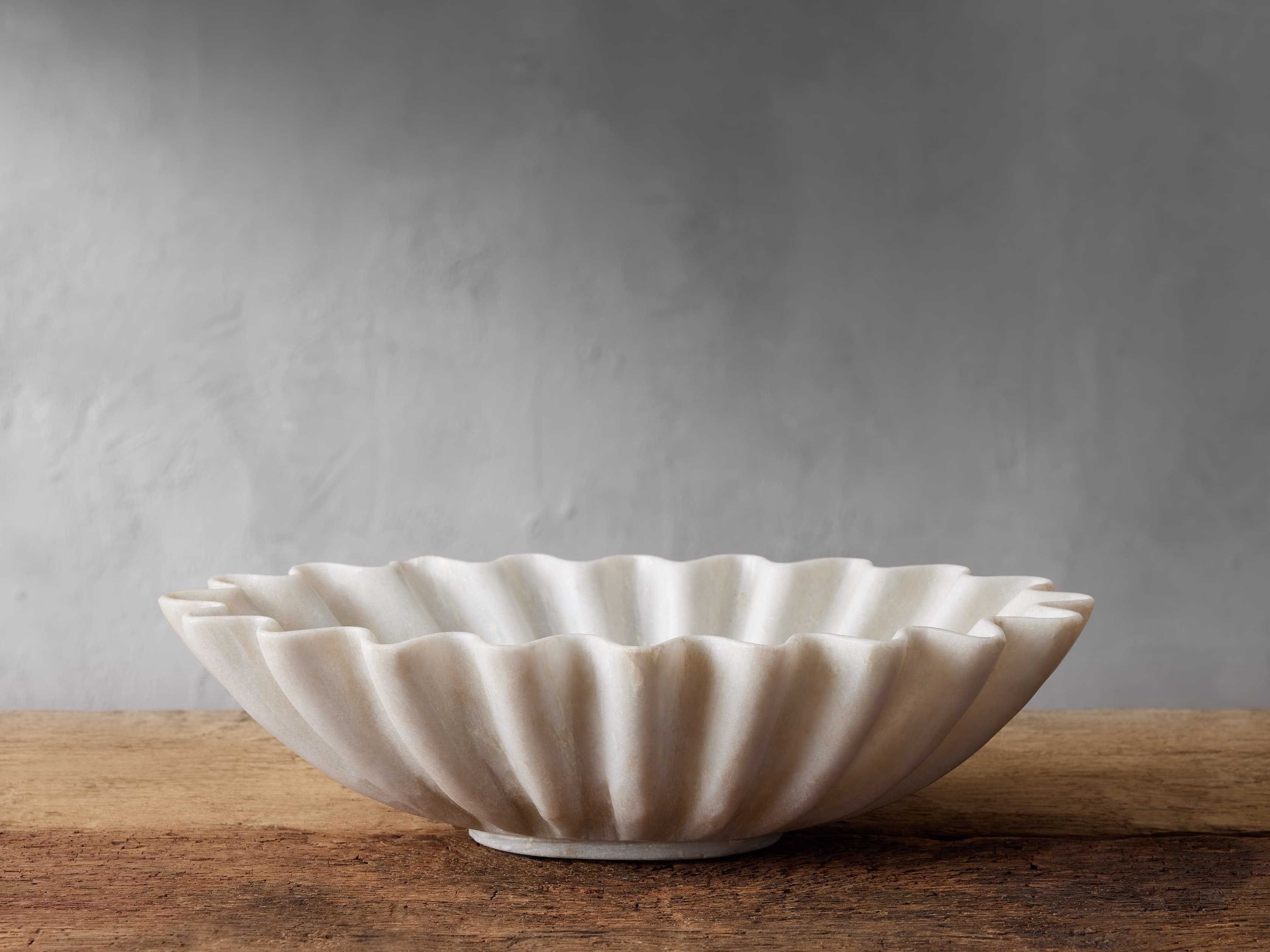 White Marble Ruffle Bowl | Arhaus