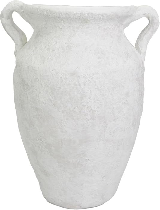 roro Rustic White Prunus Vase with Ear Handles, 11 inches, Textured Stucco Finish | Amazon (US)