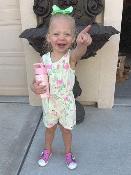 this flamingo toddler girl romper is under $6 and so stinking cute! 
