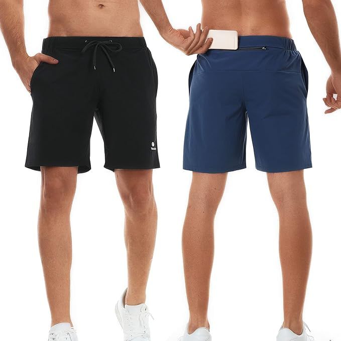 TELALEO Men's 7" Workout Running Shorts Lightweight Quick Dry Athletic Gym Training Shorts with Z... | Amazon (US)