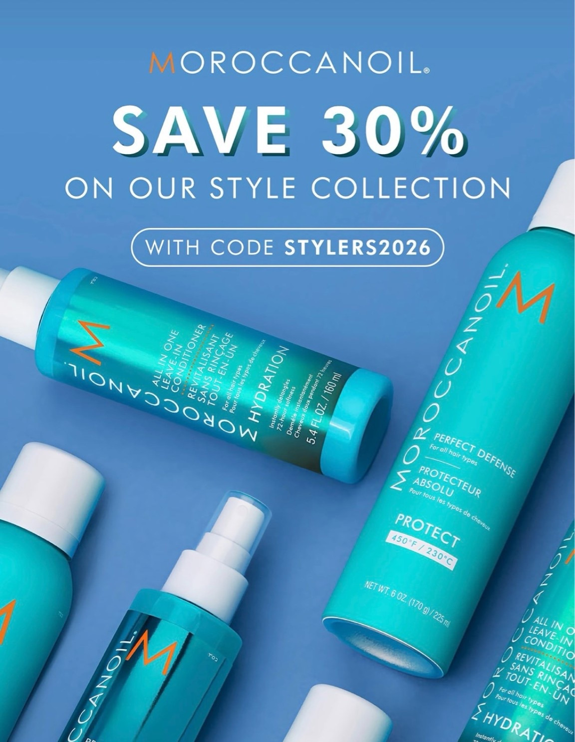 Moroccan Oil 
30% off Stylers SALE!  🩵

Argon oil, infuse, finishing products that deliver customizable, lasting hold without sacrificing a sock, touchable feel! 

Use code STYLERS2026
* 30% off for a limited time only, offer can be combined with code LITERS2026, cannot be combined with other promotions or discounts, including auto replenishment and Moroccan oil rewards codes ￼￼

Tap below to shop! 👇🏻🔗🩵



#moroccan oil
#finishing products
#hair products
#haircare
#heat protectant
#leave in conditioner 
#styling cream
#dry shampoo
#smoothing lotion
#hairspray
#texture spray
#volumizing mousse
#curl cream
#root boost
#hair protectant
#smoothing serum
#sculpting pomade
#texture clay
#blow dryer brush
#titanium flat iron
#titanium curling iron
#infrared hairdryer ￼
#pro styling products 
#style collection 
#haircare sale
#sale alert

#LTKSaleAlert #LTKOver40 #LTKBeauty