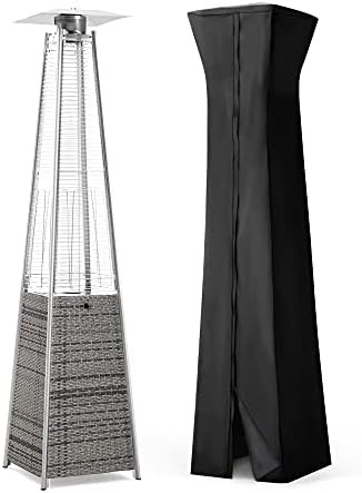 PAMAPIC Patio Heater with Cover, 42,000 BTU Pyramid Flame Outdoor Heater, Quartz Glass Tube Propa... | Amazon (US)