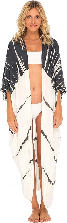 SHU-SHI Womens Casual Loose Kimono Cardigan Tie Dye Beach Coverups Plus Size | Amazon (US)
