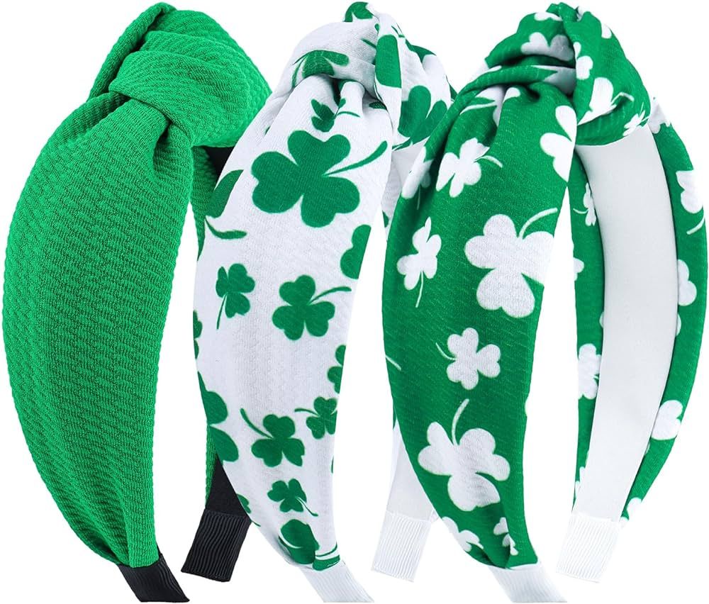 Knotted Headband for Women St.Patrick Day Shamrock Clover Headband Girl Green Wide Headbands Knot... | Amazon (US)