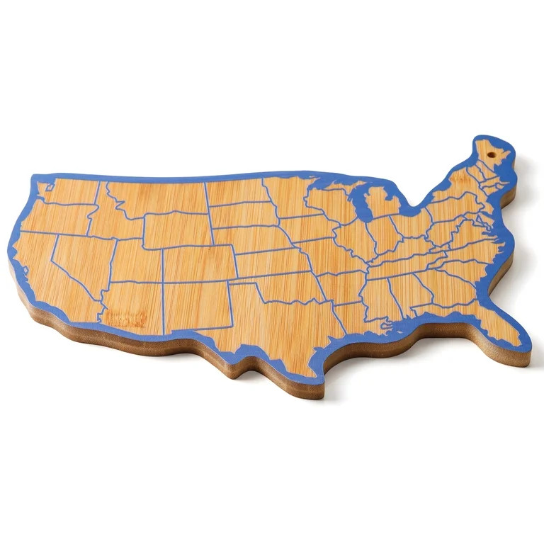 Cook with Color Bamboo USA Map-Shaped Patriotic Charcuterie and Serving Board | Walmart (US)
