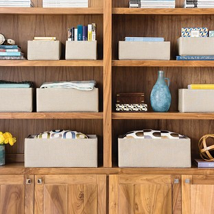 Sage & Silver Woven Kiva Storage Bins | The Container Store