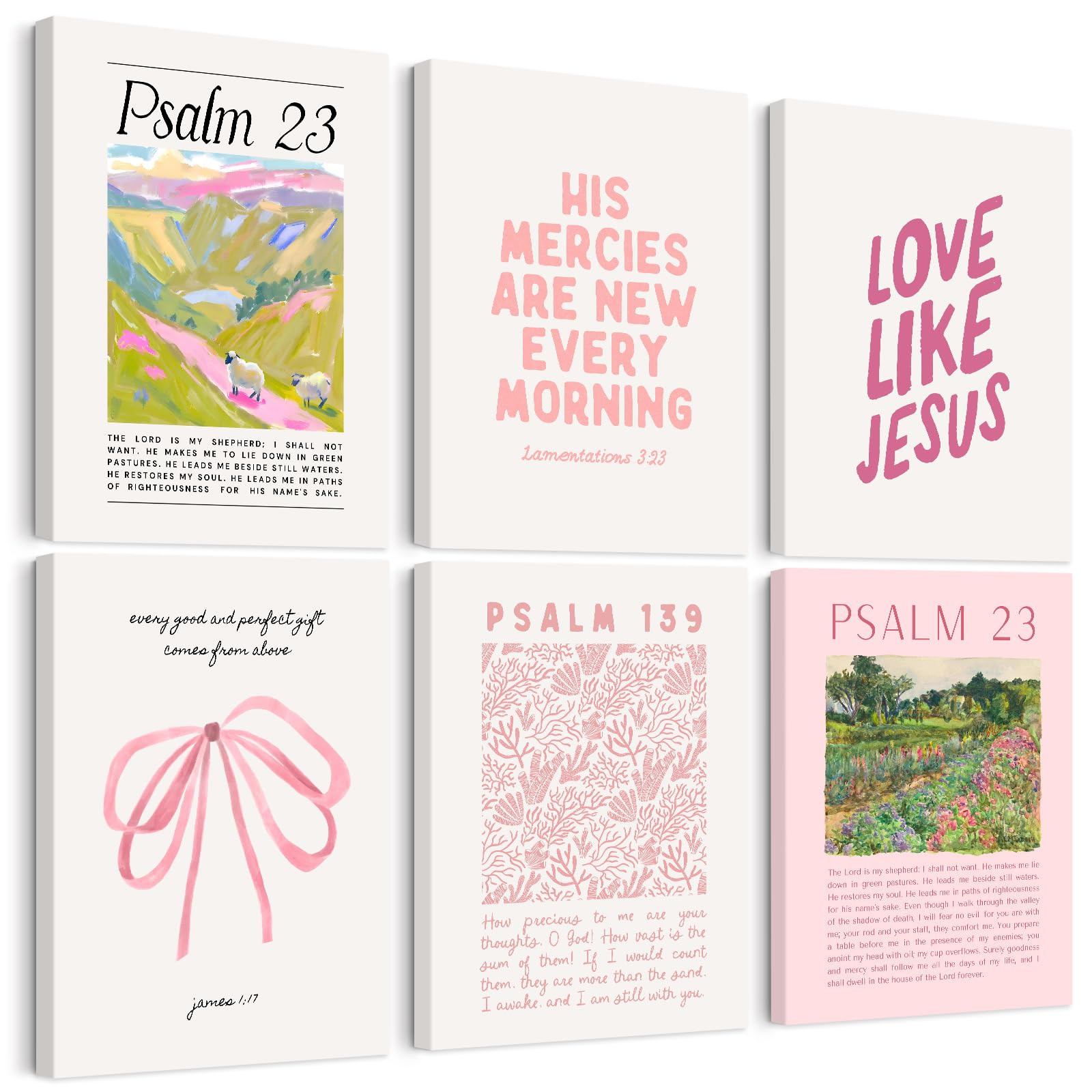 Pink Christian Wall Art Bible Verse Canvas Poster Floral Wall Decor Religious Pictures Girls Room... | Amazon (US)