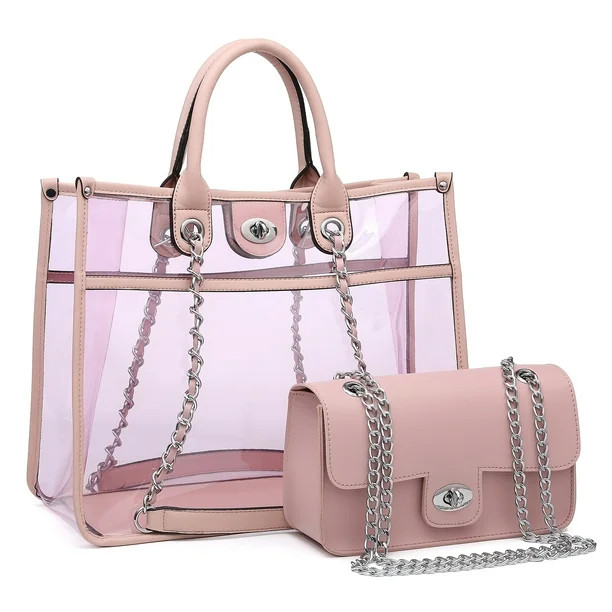 MKP Women Large Clear Tote PVC Purse Ladies Top Handle Shoulder Handbag Transparent Satchel 2 Pcs... | Walmart (US)