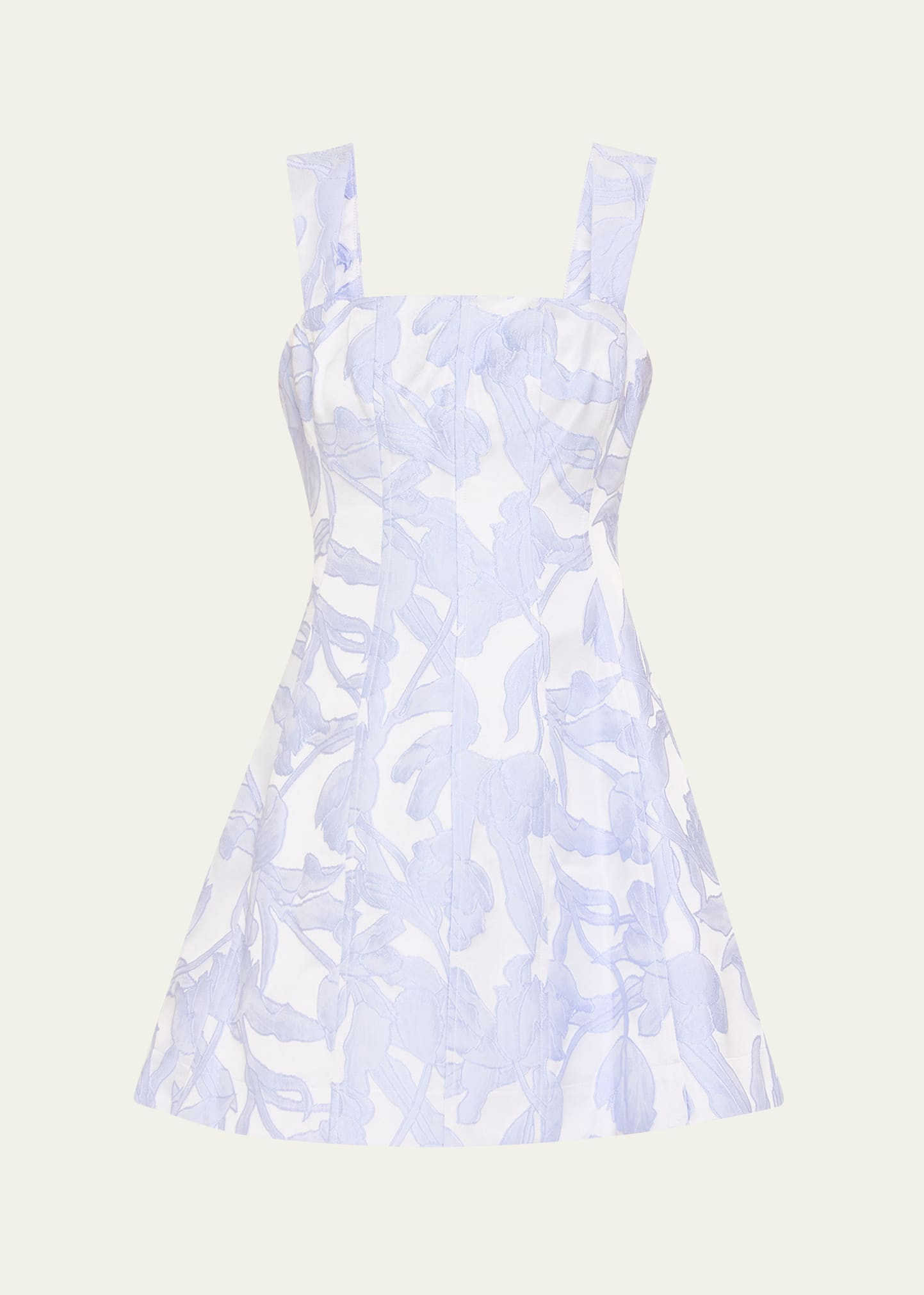 Milly Square-Neck Floral Jacquard Mini Dress | Bergdorf Goodman