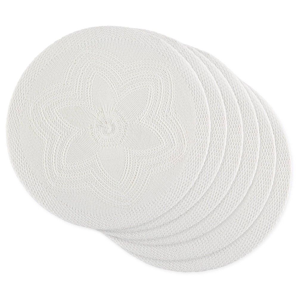 6pk Plastic Woven Floral Placemats White - Design Imports | Target