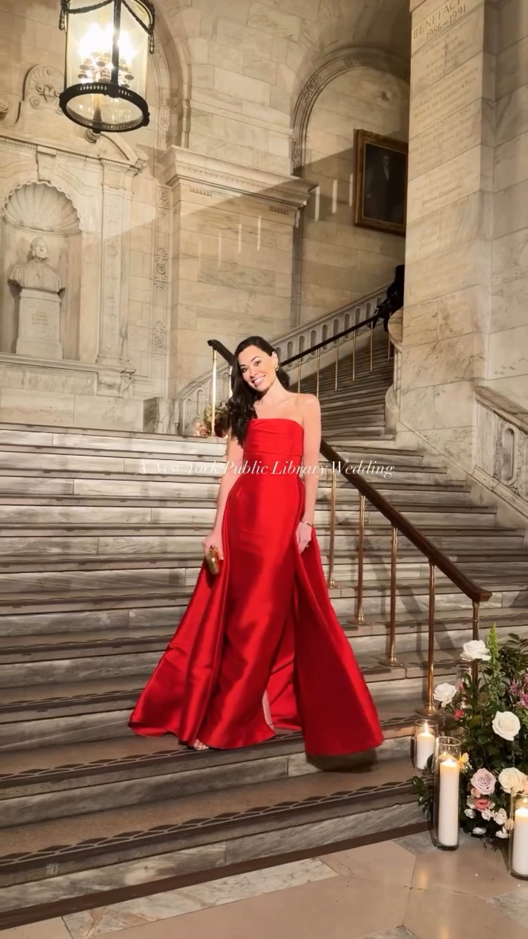 A real life fairytale ❤️ Will never be over this black tie wedding at the New York Public Library! Wedding guest dress, formal dress, red dress, Kat Jamieson. 

#LTKWedding #LTKValentine #LTKootd