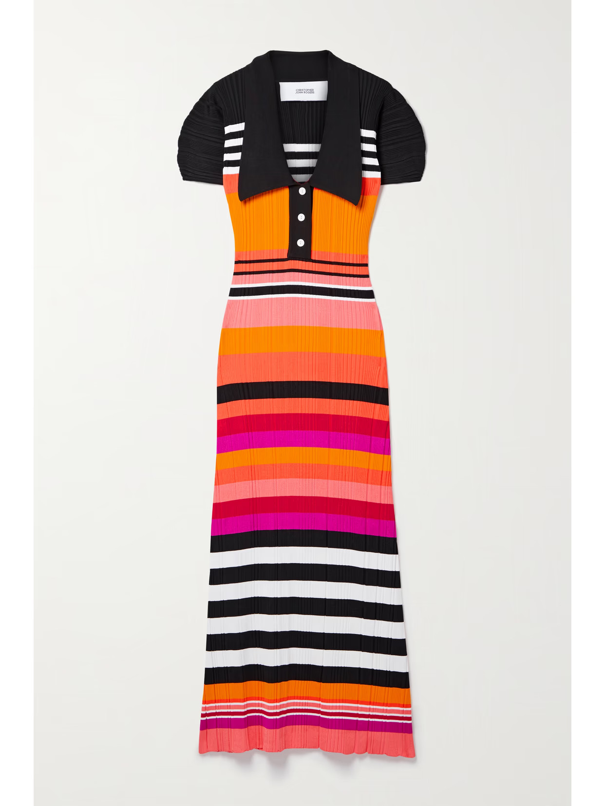 Christopher John Rogers - Striped Ribbed-knit Maxi Dress - Orange | NET-A-PORTER (US)