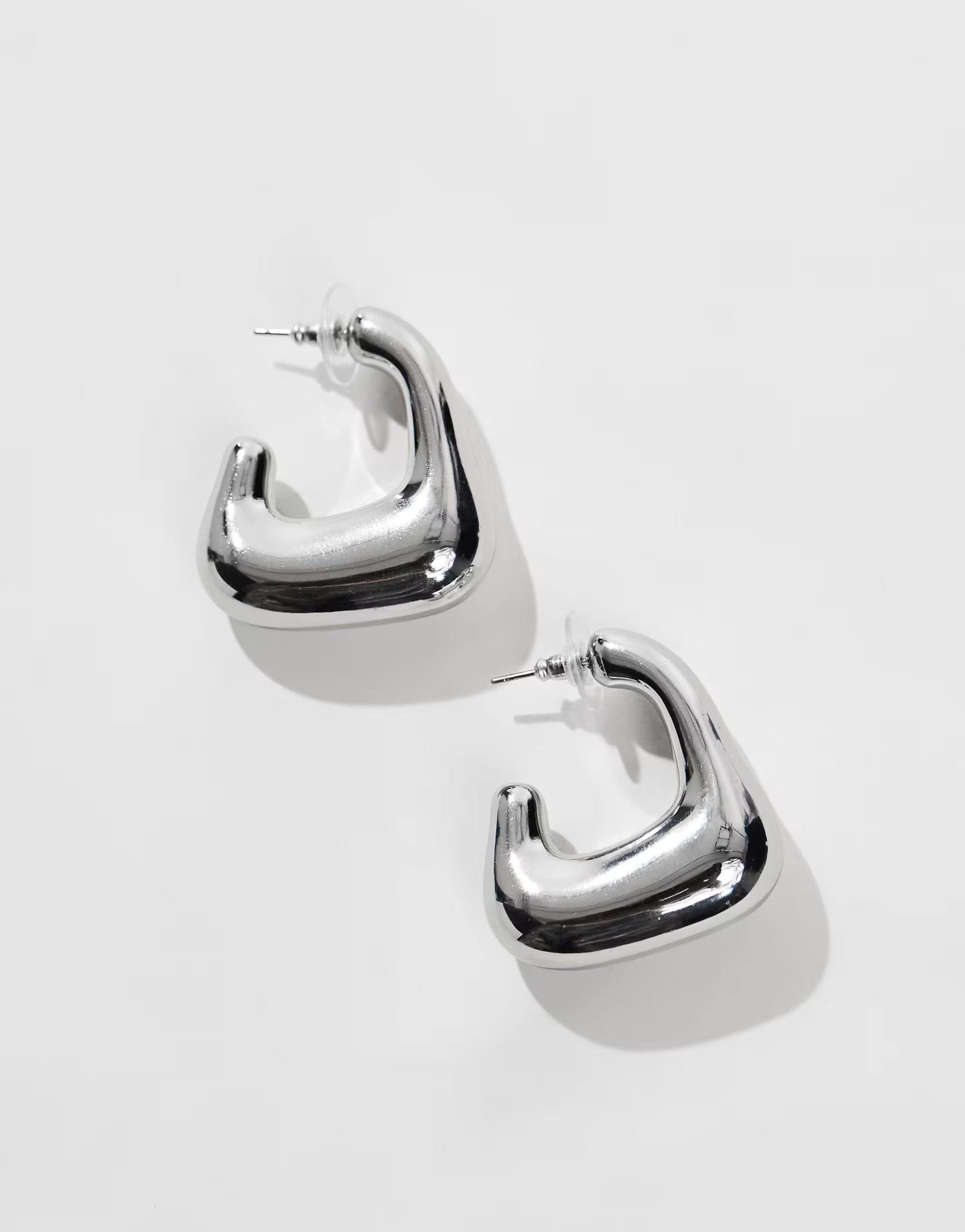 ASOS DESIGN hoop earrings with molten square detail in silver tone | ASOS (Global)
