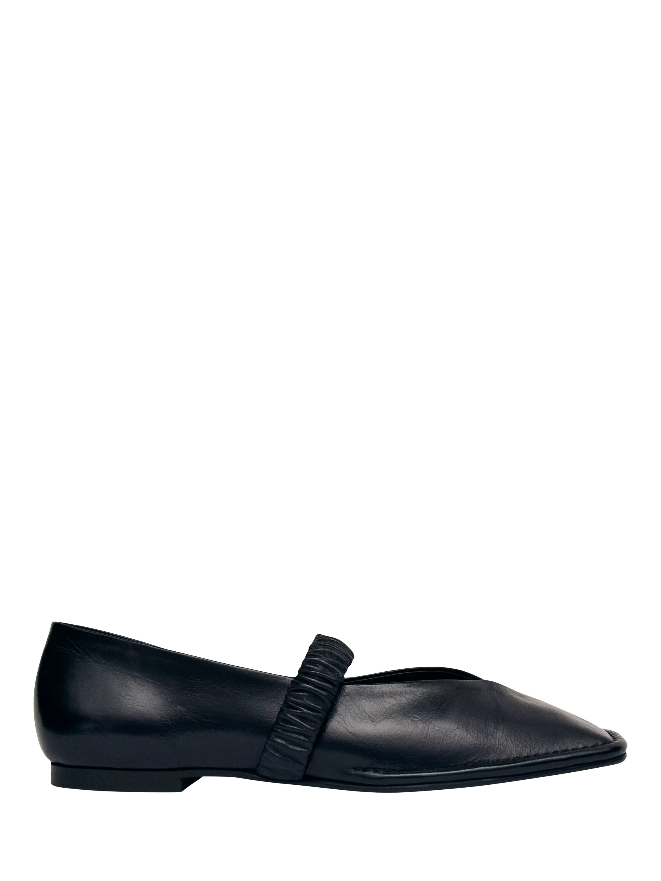 ALOHAS Lautan Leather Ballet Flat Shoes, Black | John Lewis (UK)