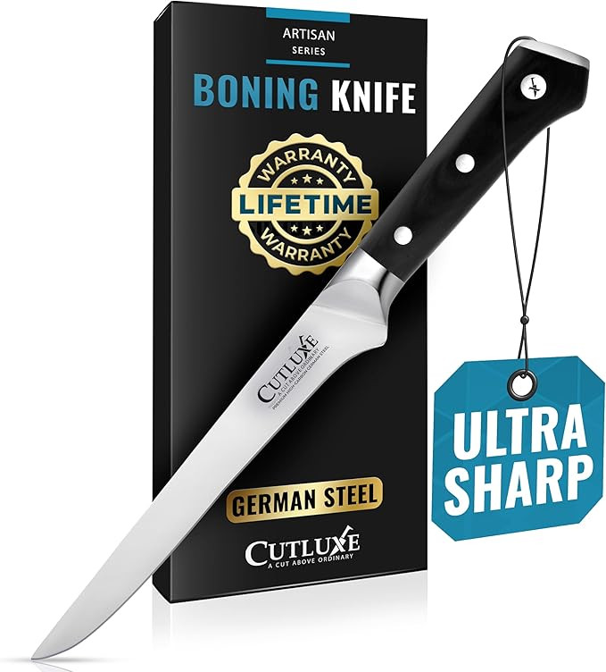 Cutluxe Boning Knife – 6" Razor Sharp Fillet – High Carbon German Steel – Full Tang Ergonom... | Amazon (US)