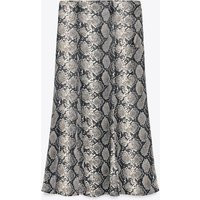 Zara - Animal Print Satin Midi Skirt - Women - Snake - Women | Zara US
