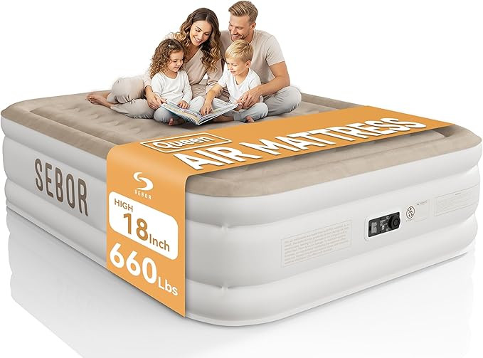 Sebor Air Mattress Queen with Built-in Pump 18", Comfortable Self-Inflating Air Mattress with Hig... | Amazon (US)