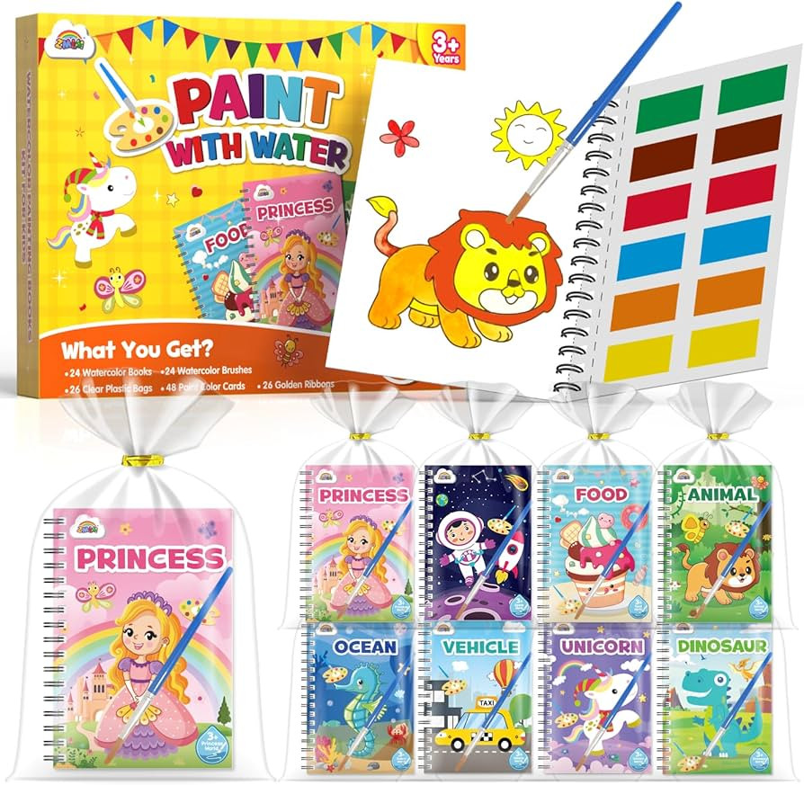 ZMLM 24 Water Coloring Books for Kids Party Favors - Bulk Mini Coloring Books for Kids Ages 4-8,S... | Amazon (US)