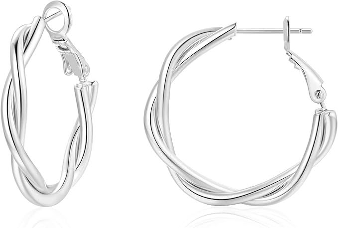 Lulii Hoop Earrings for Women, 14K Gold Sterling Silver Chunky Twisted Hoops Earring Hypoallergen... | Amazon (US)